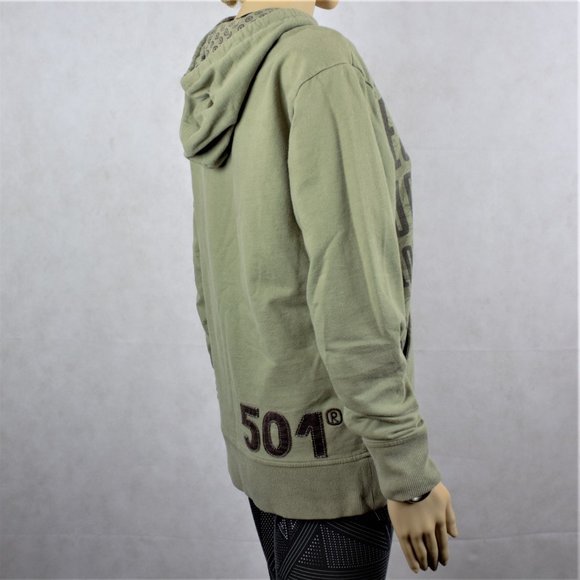 Levis 501 Green Pullover Uni-sex Hoodie Junior - Picture 4 of 12